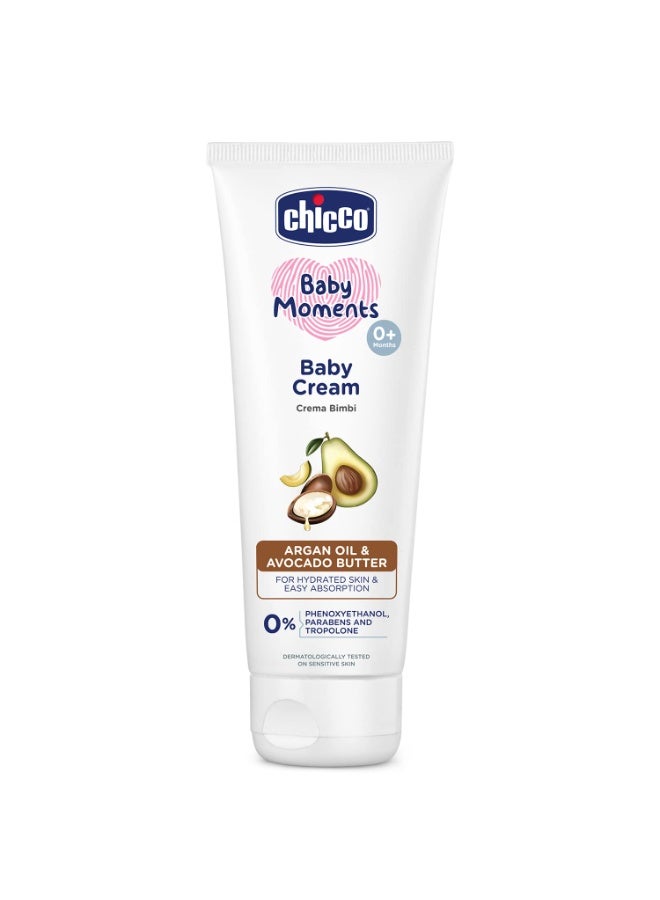 Chicco Baby Moments Baby Cream for Babies with Argan Oil & Avocado Butter, 100g| Natural Ingredients for Hydrated Skin | Dermatologically Tested | Phenoxyethanol, Parabens & Lauryl sulphates free - Image 1